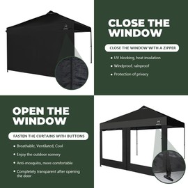 MordenApe Mesh Sidewall for 10x10 Pop Up Canopy - Straight Leg, Commercial Grade Black Mesh Walls with Window and Door, 1 Pack Canopy Sidewall Only, Black