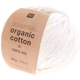 Rico Design Essentials Organic Cotton DK Colour 01, Organic Cotton Yarn for Knitting or Crocheting