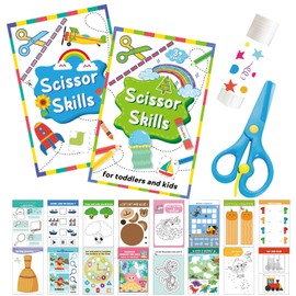 Montessori Preschool Busy Paper Cutting Book for Toddlers Ages 3 - Preschool Learning Scissor Skills Activity Sticker Book - Gifts for 3 Year Old Boys - 4 Year Old Girl Birthday