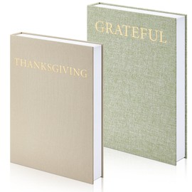 2 Pcs Decorative Books Linen Storage Books Faux Coffee Table Box Decor Linen Faux Modern Faux for Center Table Decor Bookshelf Mantle Home Photo Storage(Grateful Thanksgiving)