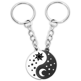 Matching Keychains for Couples Anniversary Presents for Girlfriend Boyfriend Key Chains for Best Friend Birthday Gifts for Men Women Brother Sister Gifts Sun and Moon Key Rings for Car Keys