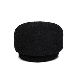 Jennifer Taylor Home Fuji 15" Mushroom Footstool Ottoman Modern, Ebony Black Boucle