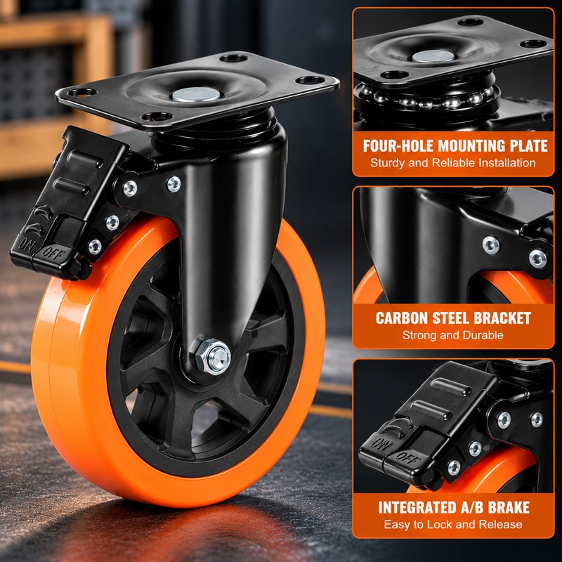 Heavy Duty Swivel Caster Wheels for Workbenches – 4-Pack PVC