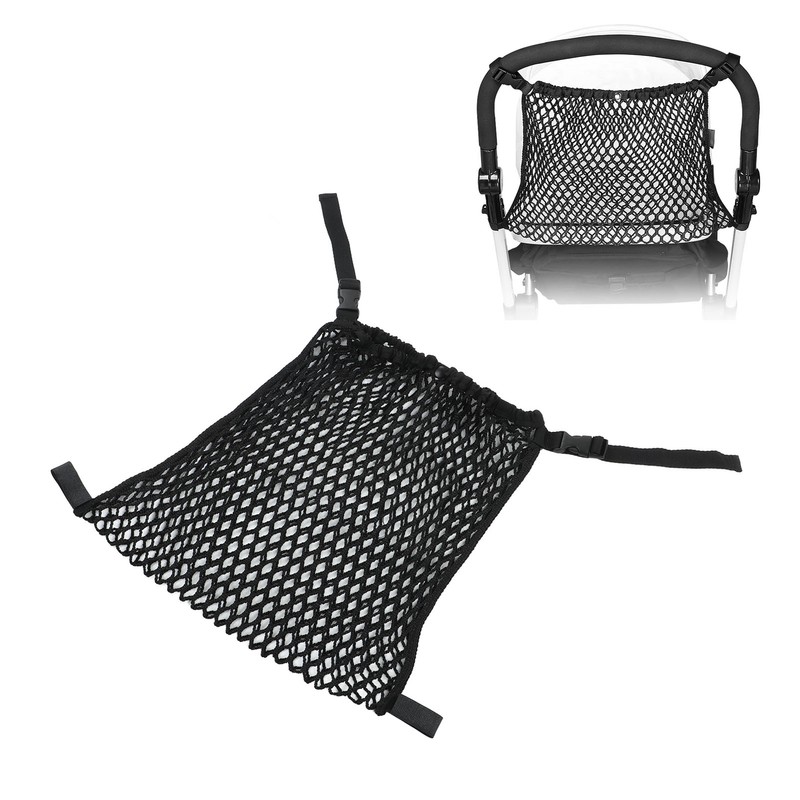 Stroller Mesh Bag Top Button Large Capacity Strap Adjustable Strong