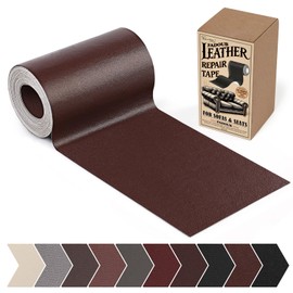 Fadoub Leather Repair Patch, 4 x 63In Self Adhesive Leather Repair Tape for Furniture, Vinyl Repair Tape for Repairing Vinyl, Couch, Sofa, Car Seats, Car Interior (Dark Brown-Fine Grain)