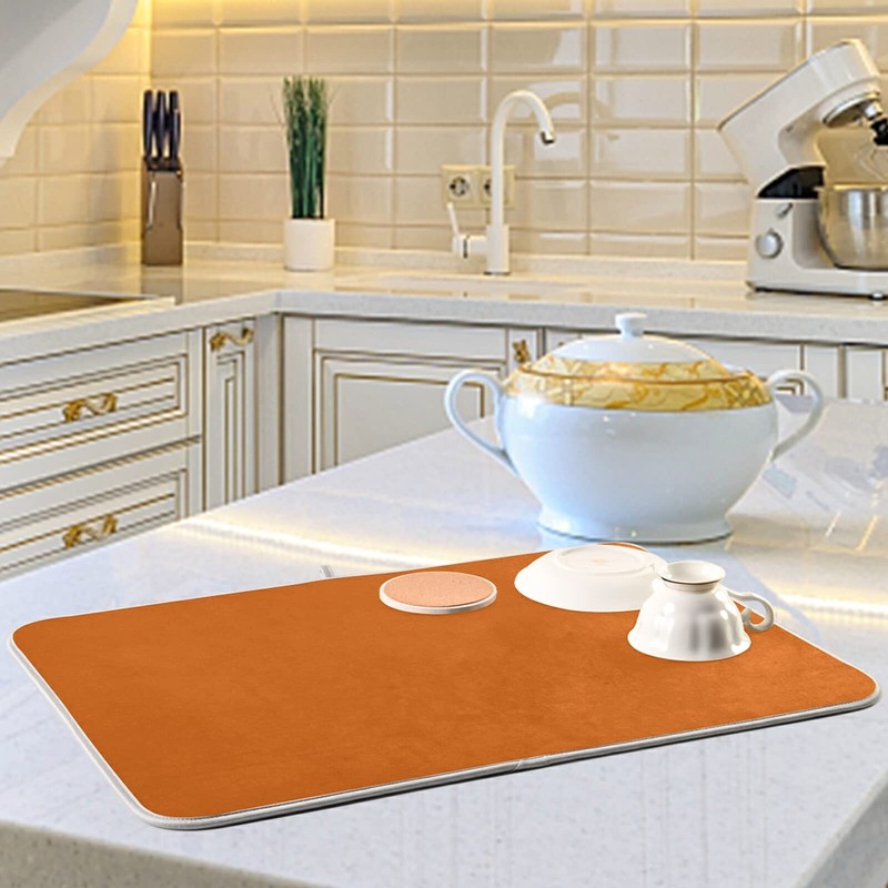 xigua dish drying mat Plain Rust Orange Solid Color drying