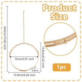 OLYCRAFT Round Hanging Glass Frame 15cm Wall Hanging Brass Floating Frame Double Glass Picture Frame with Chain DIY Artwork Display Frames for Pressed Flowers Pictures Home Wall Decorations