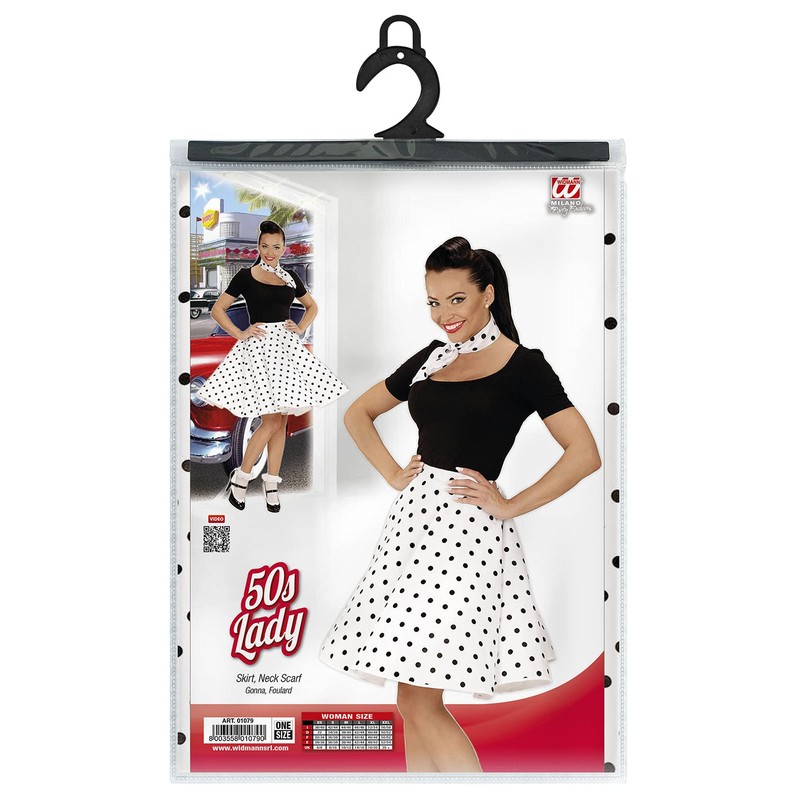 WIDMANN Costume Set 50s Lady 2-Piece, White