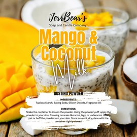 JerrBear’s Custom Body Dusting Powder - Scented - Gentle - Fine Powder Talc-Free Fragrance Moisture Cosmetic Skin Care:_Mango & Coconut Milk 