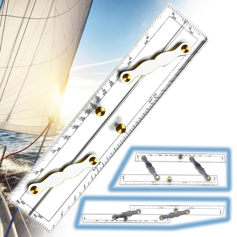 12" Marine Navigation Parallel Ruler - Parallel Ruler for Boat，Clear
