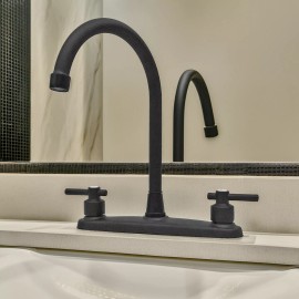 MQ Hot Cold Mixer Taps RV Kitchen Bathroom Bar Basin Sink Faucet Double Handle - Matte Black