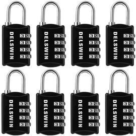 DELSWIN Combination-Padlock 4-Digit-Gym-Locker-Lock - 8 PCS Resettable Combo Lock for Toolbox School Employee Locker Weatherproof Travel Locks for Luggage Backpack Gate Shed