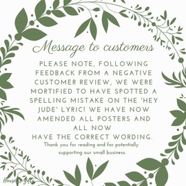 Hewson The Beatles Doodle Lyric Poster - Beatles Print Gifts - Beatles Artwork Gift for Beatles Lover Music Poster (A4, Black Chalkboard)