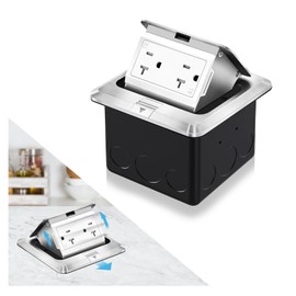 Vagueior Recessed Floor Electrical Outlet Kit,Waterproof Electrical Outlet Covcer Box,Hidden 20A Tamper-Resistant Receptacle Outlet with Slow Elastic Damping，ETL Certified,Silver (1 Pack)