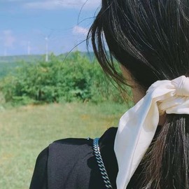 Chiffon Scrunchies with Knotted Ribbon Tails - Ponytail Holders for Women and Girls, 3 Pcs