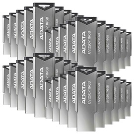 PSA Memoria USB de 16 GB de Capacidad ADATA Modelo (UV250) Kit de 40 Unidades de Material metálico con Interfaz 2.0 Color Plateado COMPUTO Y PAPELERIA