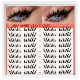 EPUDY FIHSALA Self Adhesive Lash Clusters Fox Eye 11-13-15mm Manga C-Curl Lashes, No Glue Needed, Pre-Mapped DIY Eyelash Extensions 108pcs, Soft Cat Eye Style False Eyelash for Daily & Party