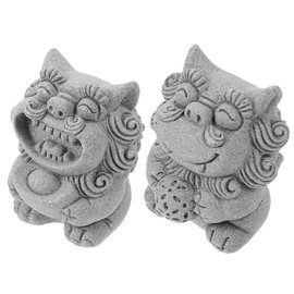 Outanaya Lion Statue Decor 2pcs Mini Lion Figurine Lion Statue for Home Office Lion Ornament Miniature Lion Decoration