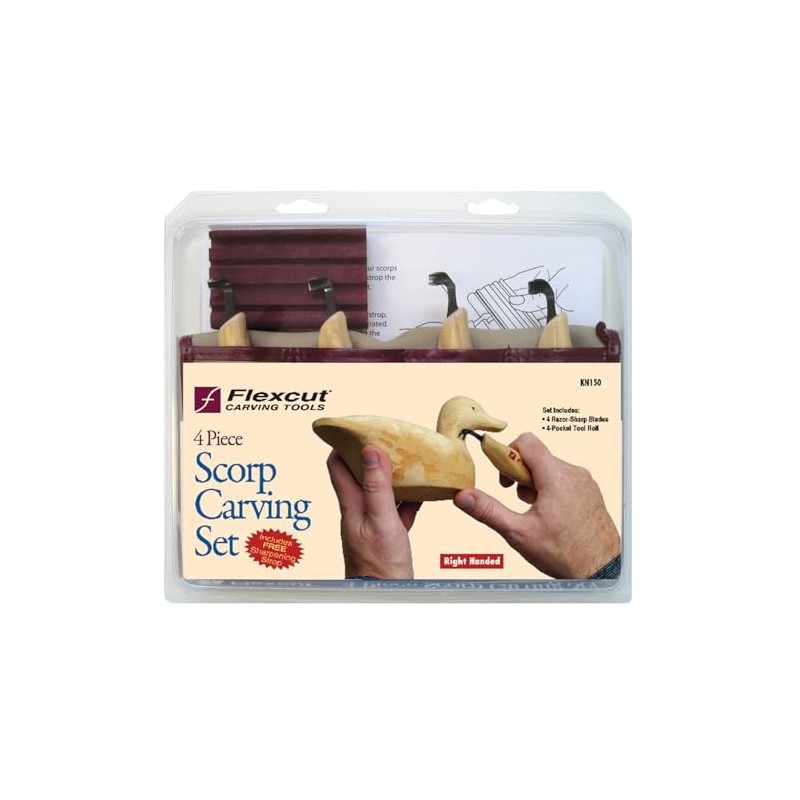 Flexcut Wood Carving Tools | Right-Handed Scorp Set of 4