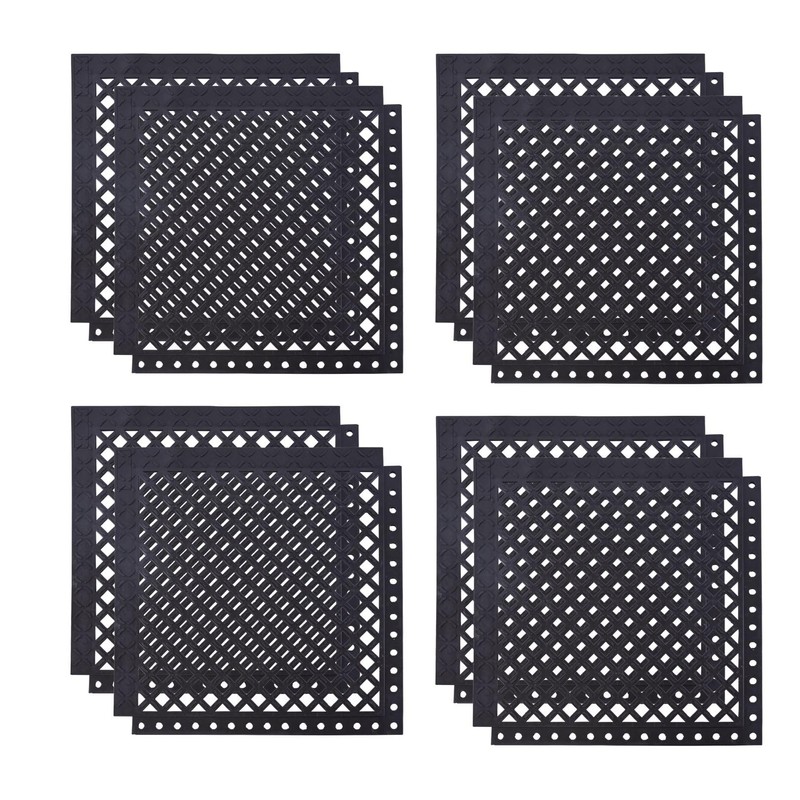 BESEA 8-Pack Interlocking Rubber Floor Mats, 21.6" Shock-Absorbing, Anti-Fatigue Tiles,