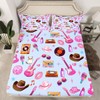 jejeloiu Girls Music Bed Sheets Pink Guitar Cat Western Cowgirl