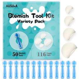 AUSLKA 50PCS Professional Disposable Blemish Pimple Popper Needles and 116 Count Pimple Stickers,Needles for Pimples,Blemish & Blackhead Removal Tools