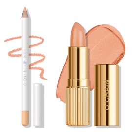 KYDA Lipstick and Lip Liner Set, Includes Velvet Lipstick + Matte Liner Pencil, Smooth Creamy Matte Lips Color, Lips Makeup Gift Kit for Old Women and Girls, Lipliner Combo, 07