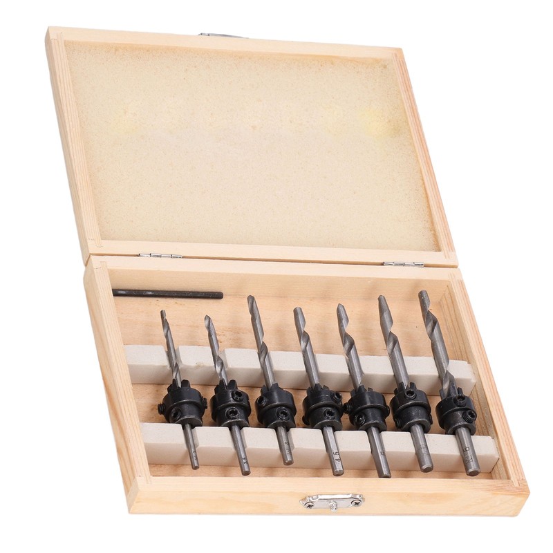 8Pcs/Set Tapered Countersink Bit Screw Set High Speed Steel Wood