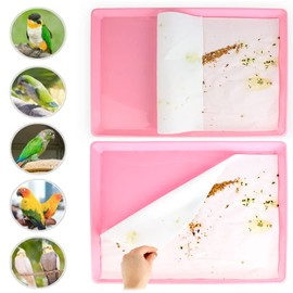 Docuuleuy 100 Pcs Bird Cage Liner Papers, White Disposable Big Size Cage Paper Liners Precut Absorbent Cushion Pad Mat Accessories for Pet Bird Parrot