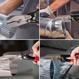 Toolwiz 5 Blade Sheet Metal Tools, Duct Crimping Tool for 24-26 Gauge Downspout, Stove Pipe, Stainless Steel, Ventilation Duct Systems, 10-1/2" HVAC Sheet Metal Crimper Efficient Pipe Crimper