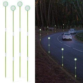 Driveway Markers Reflectors, Glow-in-The-Dark Lane Recognition Reflectors, 49.5Inch Fiberglass Pole Double Sided Reflectors for Driveway, Reflective Driveway Markers for Snow Plowing(4Pcs)