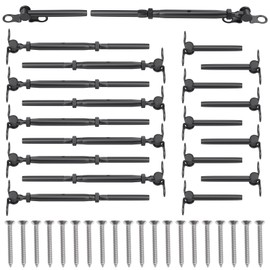 BLIKA 10 Pairs 3/16" Black Cable Railing Kits, T316 Stainless Steel, Cable Railing Hardware 3/16" for Wood Posts, Toggle Turnbuckle & End for Stair Cable Railing, Adjustable Angle Cable Railing Kits