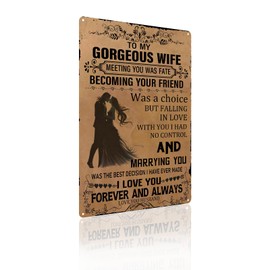 Aluminum Retro Tin Sign To My Gorgeous Wife Falling In Love With You I Had No Choice For Valentine'S Day Gifts For Wife And Girlfriend Home Bar Pub Decorative 8.00"x12.00"