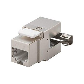 Goobay 95901 Keystone Modul RJ45 Buchse 90 Grad / CAT 6 Netzwerkstecker 250 MHz / STP / Ethernet Buchse 8P8C / LSA Montage / Metallgehäuse
