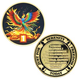 1 Year Medallions Phoenix Sobriety Coin AA Medallion Recovery Chip Coin Recovery Sobriety Gifts (Single Coin)