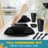 Teivio 80-piece Plastic Kitchen Wheat Straw Square Dinnerware Set for
