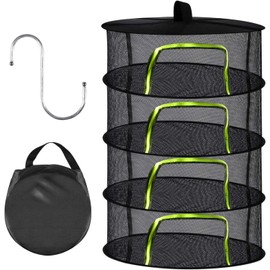 Forhome 4-Layer Drying Nets for Hanging, Drying Net Herbs, Foldable Drying Net, Drying Nets, Layers Mesh Hanging Drying Net with Storage Bag and Hooks