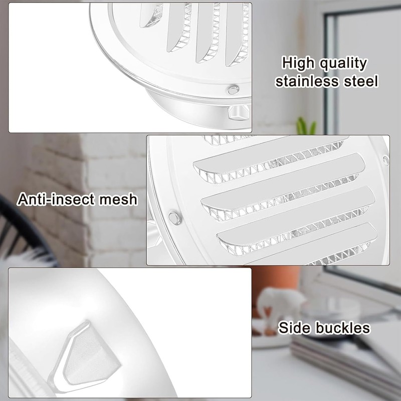 Zonon 18 Pcs 4 Inch Black Stainless Steel Air Outlet