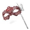 LADIES SPARKLING RED & SILVER RIALTO VENETIAN MASQUERADE CARNIVAL PARTY
