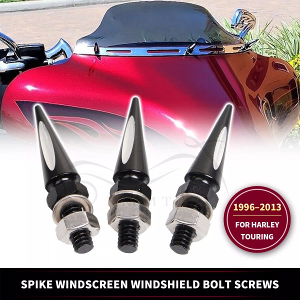 Unbranded Black Cut Spike Windshield Fairing Mounting Bolt For Harley