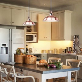 LEDSone Ceiling Pendant Light Single Head E27 Base Metal Copper 30cm Width Lampshade Height Adjustable Hanging Pendant Lighting Industrial Ceiling Light for Bedroom Living Room Kitchen Restaurant