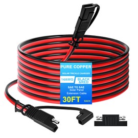 Ygdyxautoc 14 AWG 30 FT SAE Connector to SAE Battery Extension Cable Pure Copper 14 Gauge Power Quick Connect Cable for Cars, Motorcycles, Solar Panels, RV