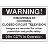 V Safety Warning! Premises Protected By CCTV (Black) Sign -