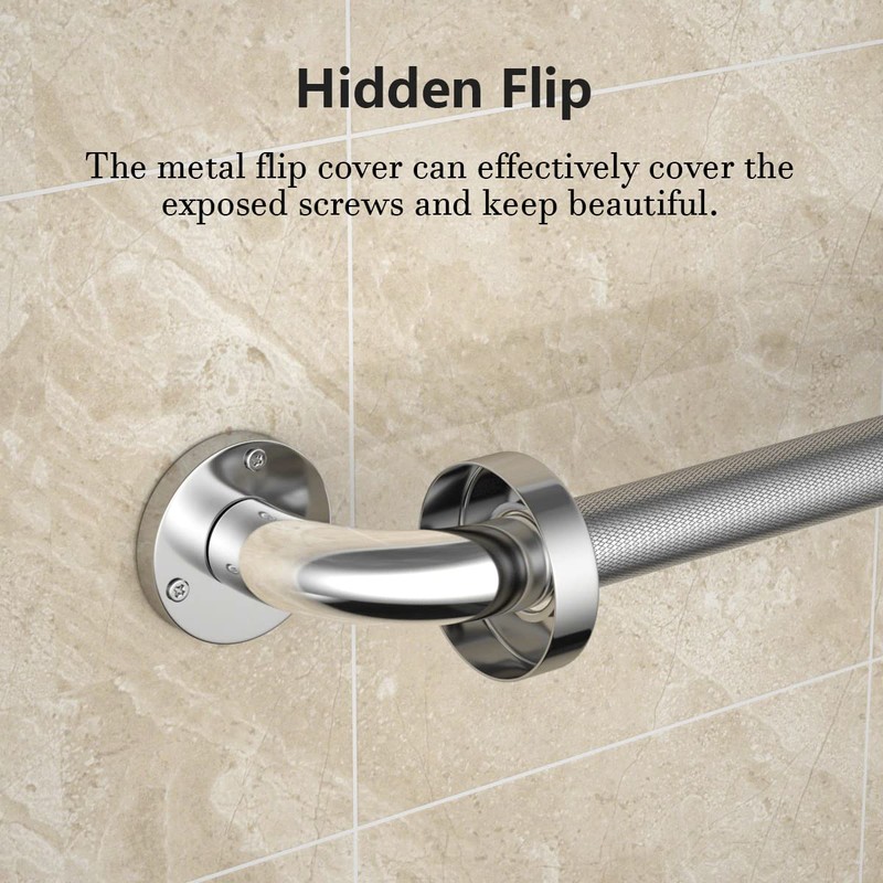 Brushed Nickel Shower Grab Bar w/Anti-Slip Knurled Grip 12 Inch,