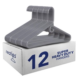 Neaties Super Heavy Duty Plastic Hangers with Accessory Hook, Heavy Duty Plastic Non Slip Clothes Hangers for Suits, Coats, Dress, Shirts, or Belts, White 12pk