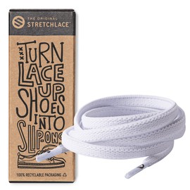 THE ORIGINAL STRETCHLACE | Elastic Shoe Laces | Flat Stretch Shoelaces | White, 45" Inches (114 cm)