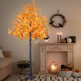 Lighted Maple Tree 7FT 208 LED Artificial Fall Tree for Decoration Inside and Outside Home Patio Wedding Autumn Festival Christmas Decor Warm White