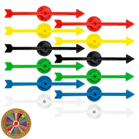 DHWEKU Pack of 12 Arrow Game Pointer Spinner, 10 cm Plastic Arrow Spinner, Board Game Spinner, Arrow Spinner Set Made of Plastic, for Games and Lessons (6 Colours)