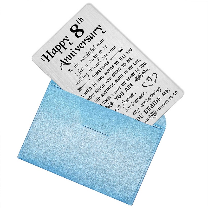 TANWIH 8 Year Anniversary Card Gifts for Husband Him, Happy