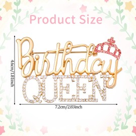 BOHUIZ Birthday Brooch Pins for Women, Zinc Alloy Rhinestone Queen Crown Brooch Pins Bling Luxury Lapel Pin Gold Crown Brooch Birthday Gift for Birthday Party Supplies
